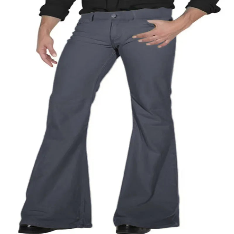 Solid colour stretch slim retro bell-bottom trousers for women, high elasticity, mid waist, zip fly, available in 12 colours
