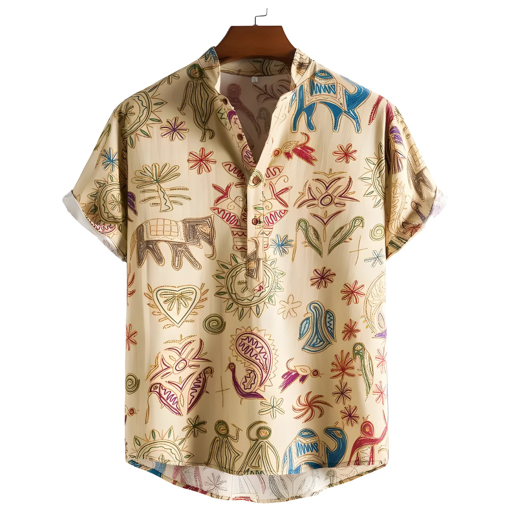 Plus size men's casual cardigan shirt with 3D digital print pattern.