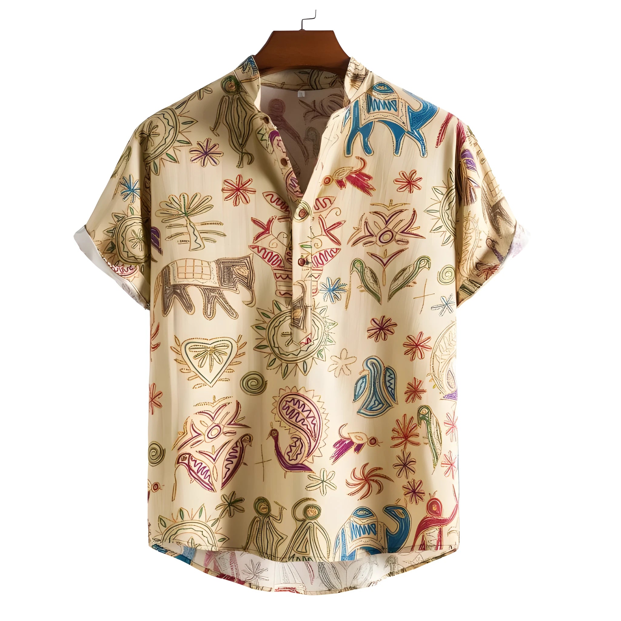 Plus size men's casual cardigan shirt with 3D digital print pattern.