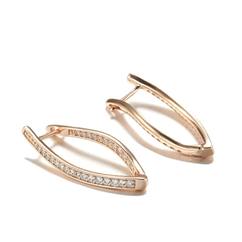 Geometric copper drop earrings with zircon accents for women, H0493 colour