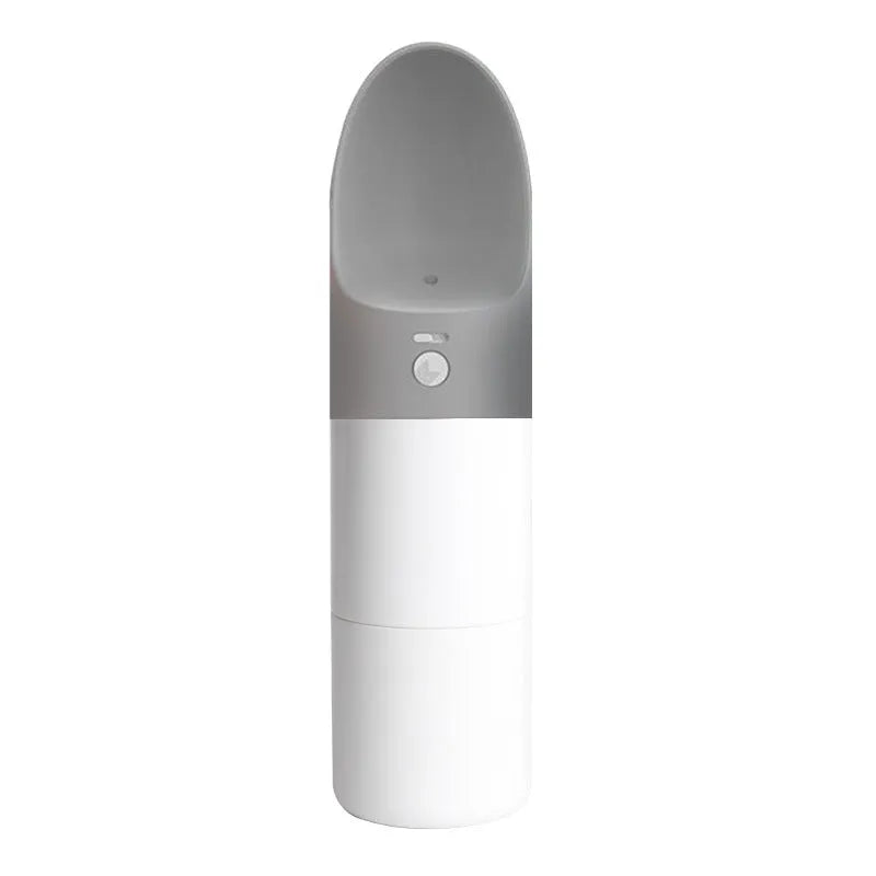 Moestar Rocket pet drinking cup in white gray with splash-proof water outlet and one-button lock