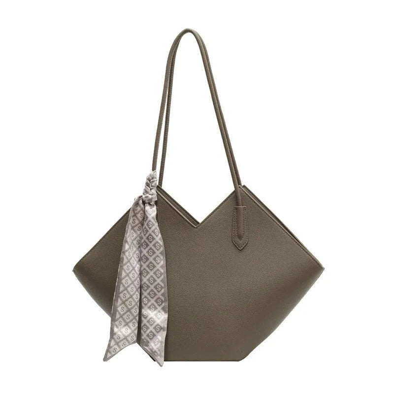 Women's large capacity PU leather shoulder bag in horizontal square shape with adjustable handle