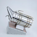 Manual smoke blower for beekeeping with stainless steel barrel and leather bellows
