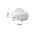 Galaxy star projector night light showing starry sky effects with 7 light patterns and a 5W speaker in white rechargeable finish