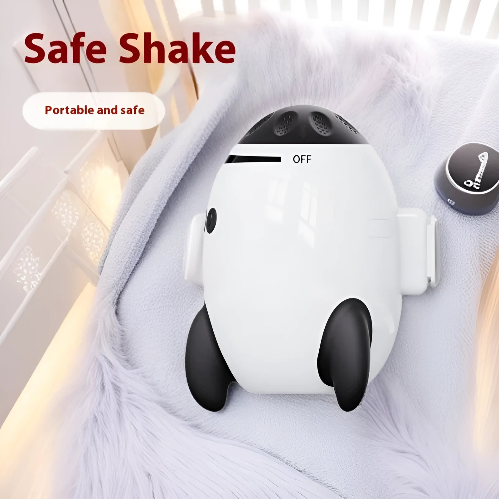 White ABS plastic baby stroller shaking device with Bluetooth and white noise functions for infant calming