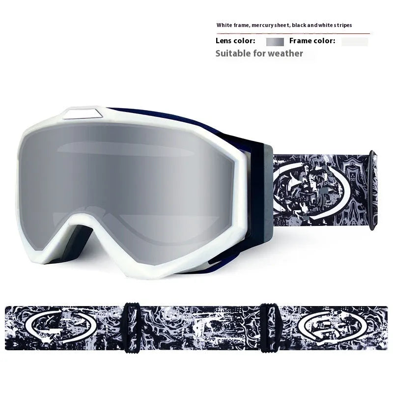 Motorcycle anti-fog goggles in black frame with gray lens variant showing protective eyewear design