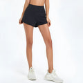Women's nylon fitness shorts in black with high waist quick-dry design for running and summer sports