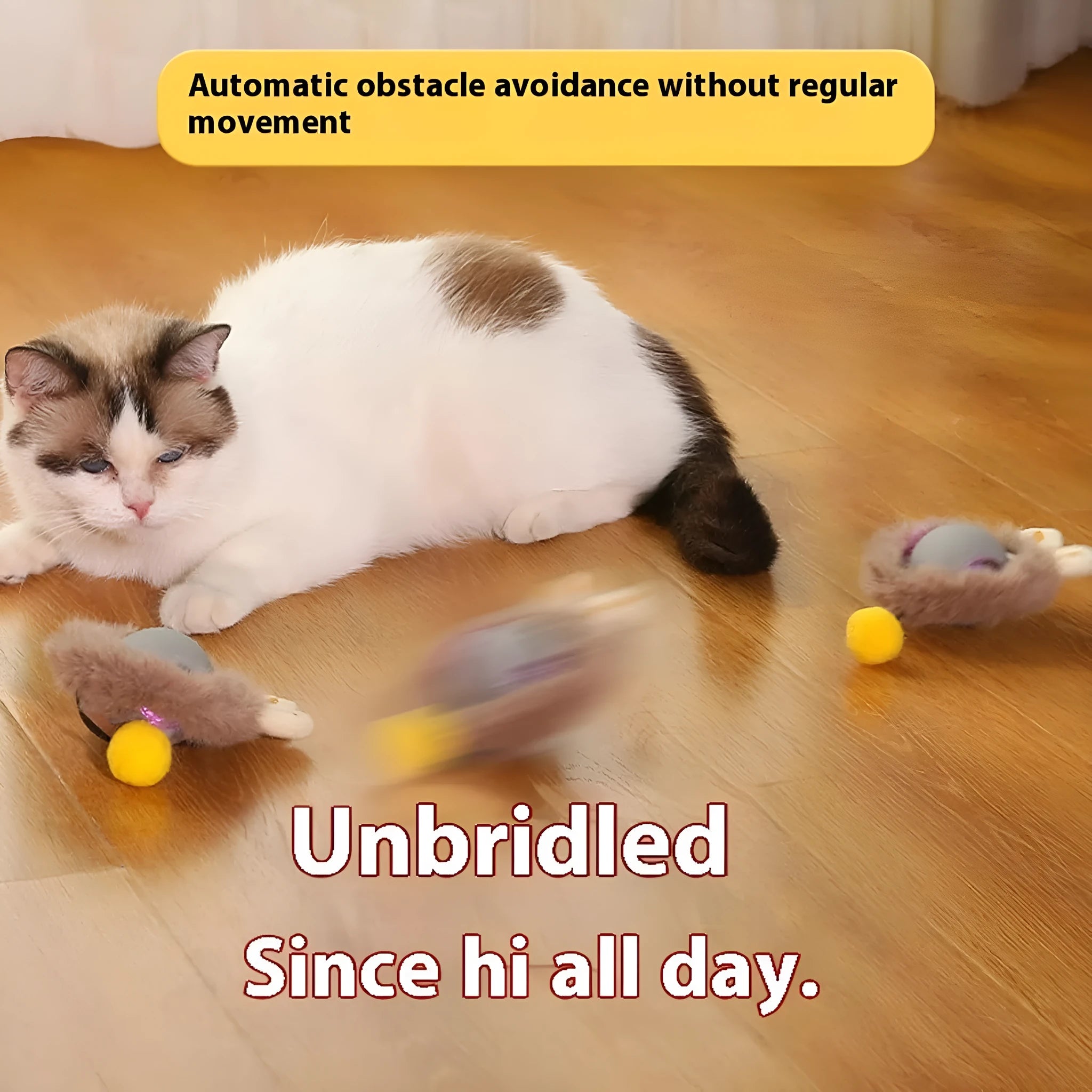 Interactive cat toy rolling ball with smart automatic rotating and string for dogs and cats