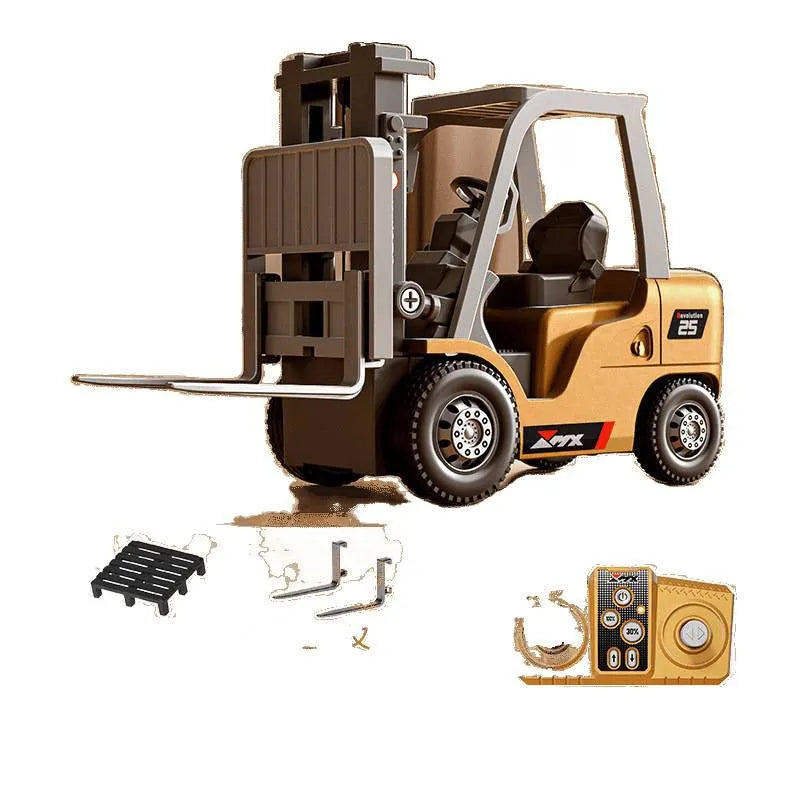 1:64 scale mini alloy forklift remote control model with cargo attachments and dual-mode Bluetooth operation