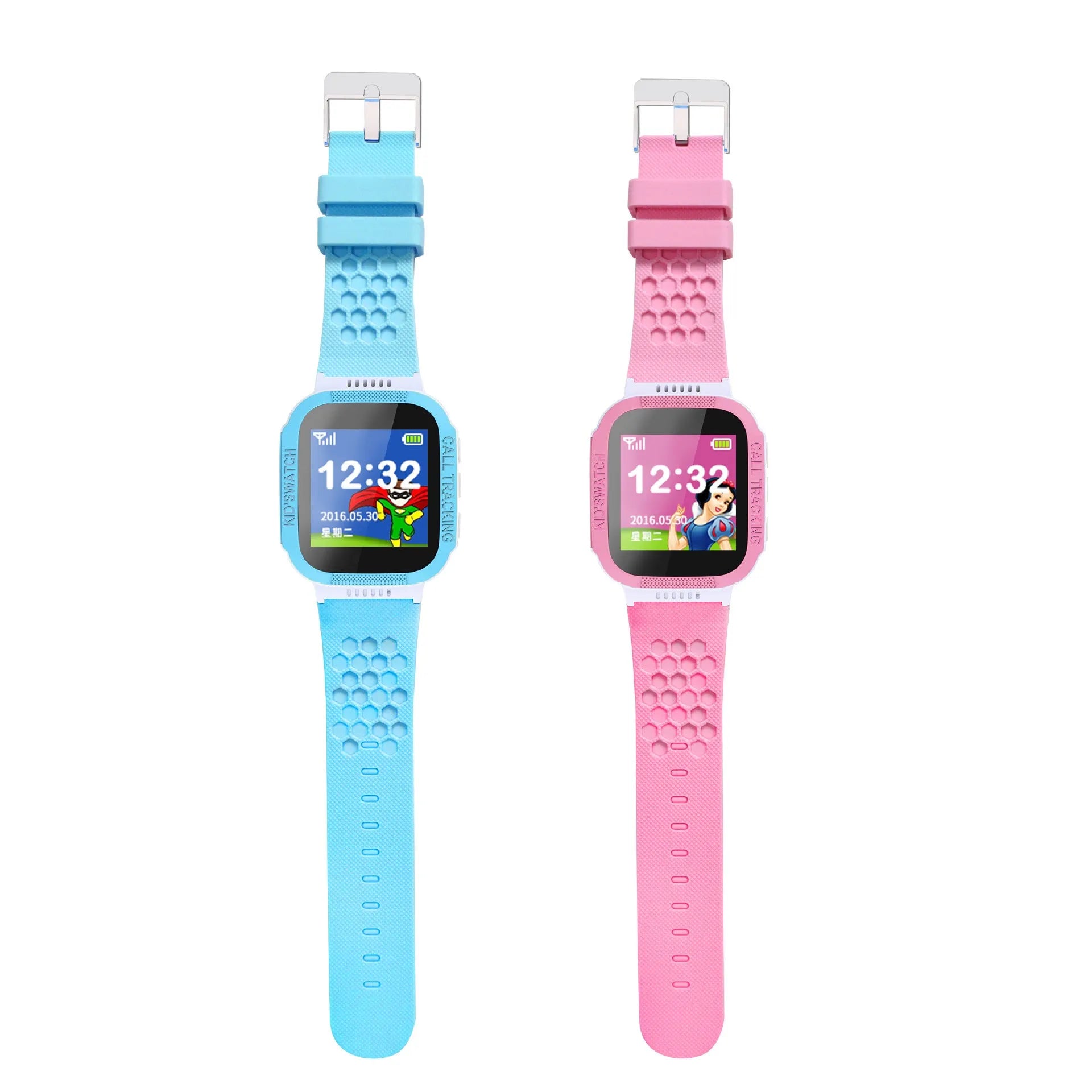 Children's phone watch with 1.44-inch touchscreen display in blue or pink colours