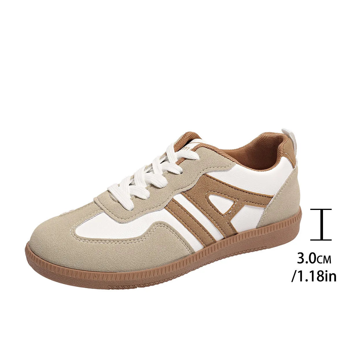 Women's retro lace-up jogging shoes in grey with a colour-matched cross strap and platform sole.