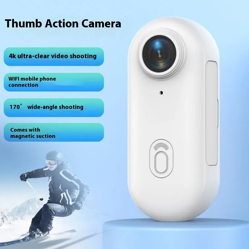H88 4K mini action camera in black with magnetic mount and waterproof case