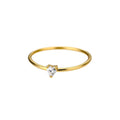 Women's 18K gold plated copper geometric heart zircon stacked ring, size No 7, on finger