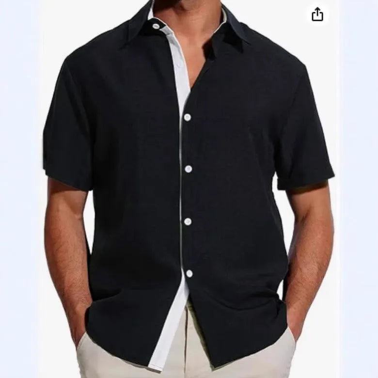 Men's short-sleeved floral print shirt in polyester fabric available in multiple colours and sizes