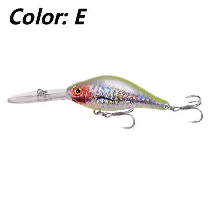 10.5cm deep diving Mino fishing lure with long tongue board, showing colour options.