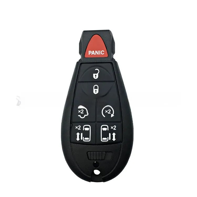 Dodge car smart card key replacement shell in ABS brass, showing dimensions 85mm x 42mm x 15mm.