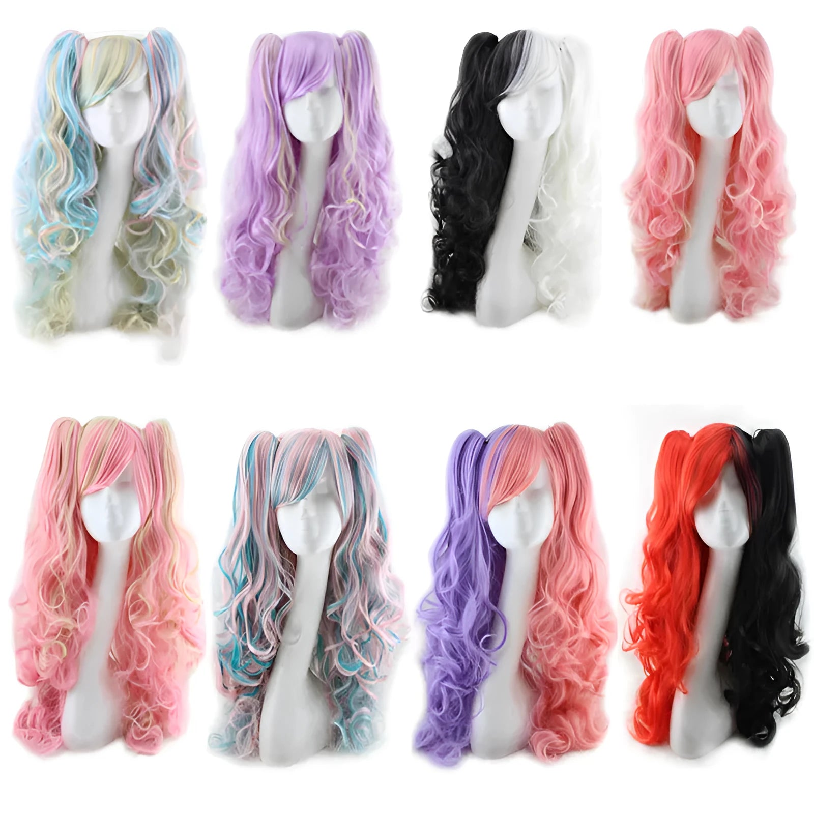 Colourful long curly wig with high temperature wire hairline material in multiple colour options