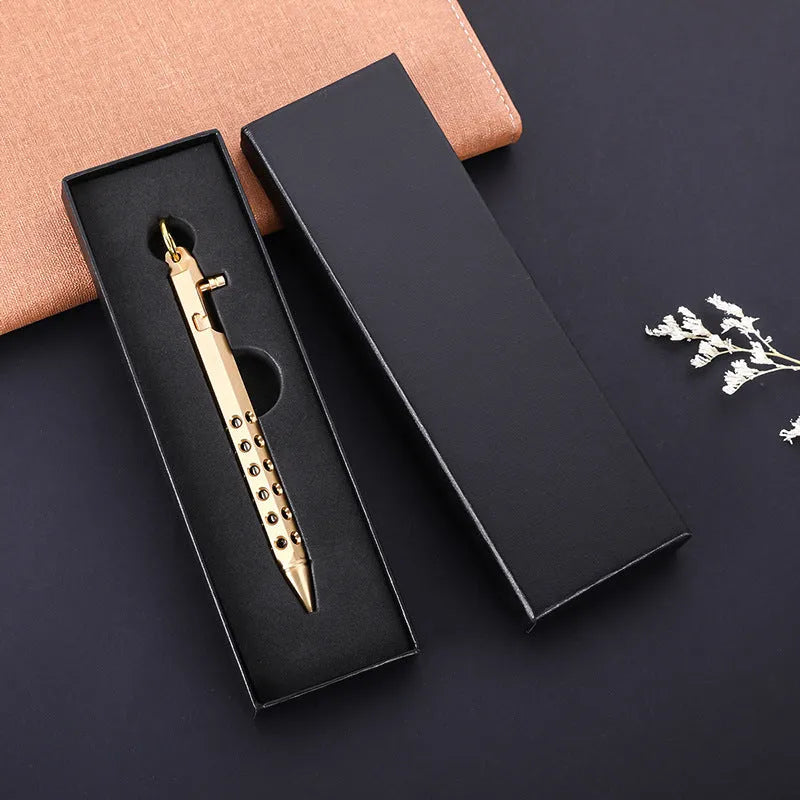Brass hexagonal bolt rollerball pen with 0.5mm tip in natural and black finish options