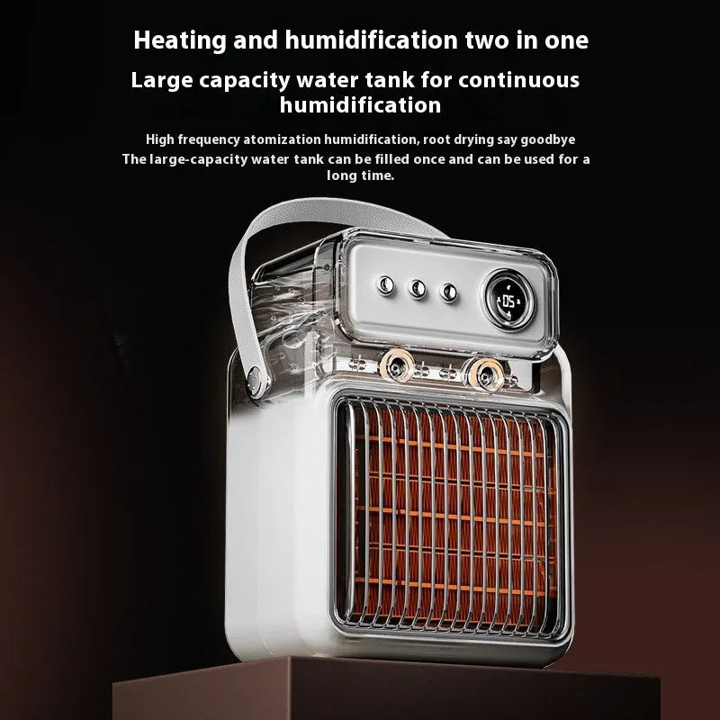 White 1200W 2-in-1 humidifying room heater with ABS body on table