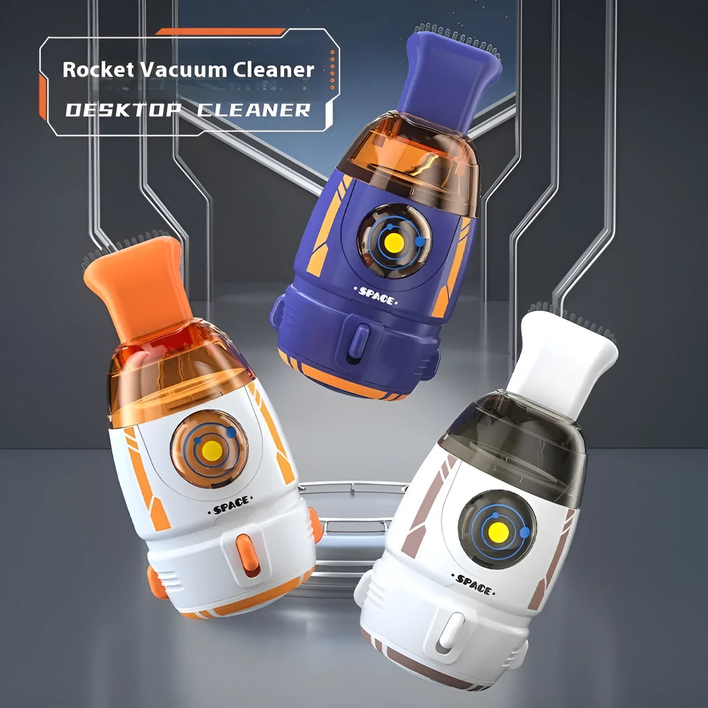 USB handheld desktop vacuum cleaner in blue rocket design for keyboard and car cleaning