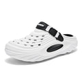 Men's solid colour hollow-out EVA platform slippers in black, white, and light green options