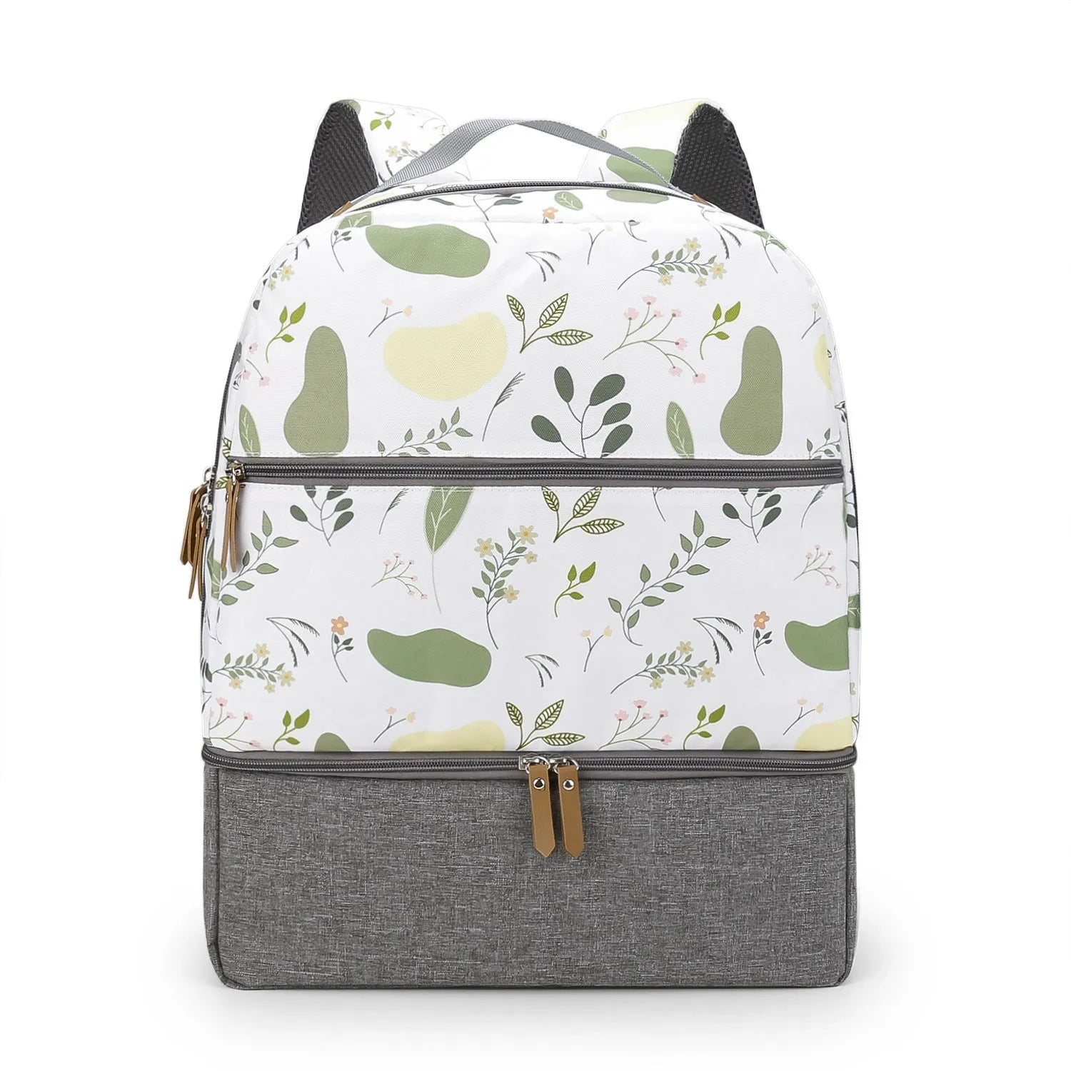 Mother and child travel mummy bag – grey Oxford cloth insulated backpack with curved shoulder straps