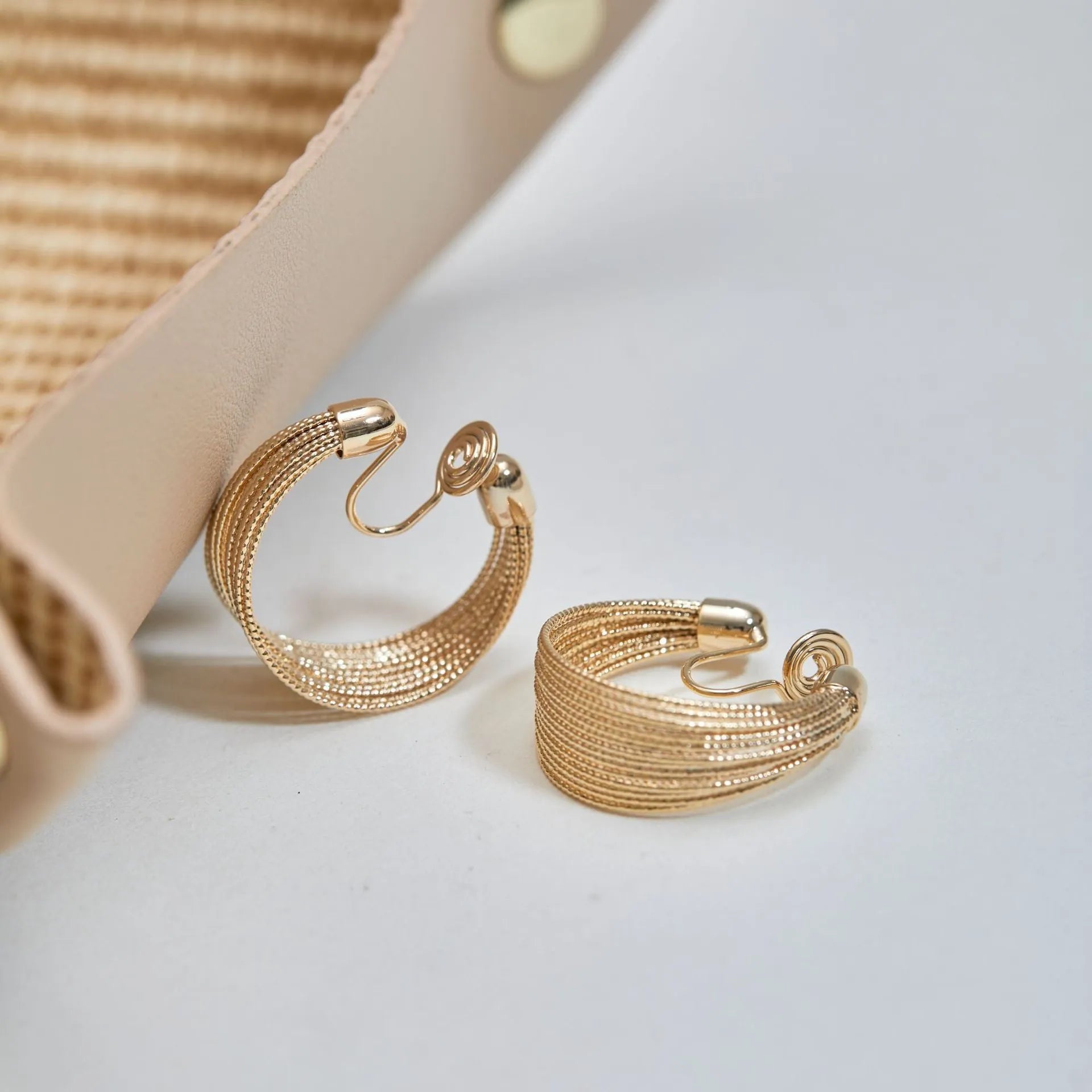 Geometric multi-layer bracelet earrings for women in silver or gold electroplated finishes