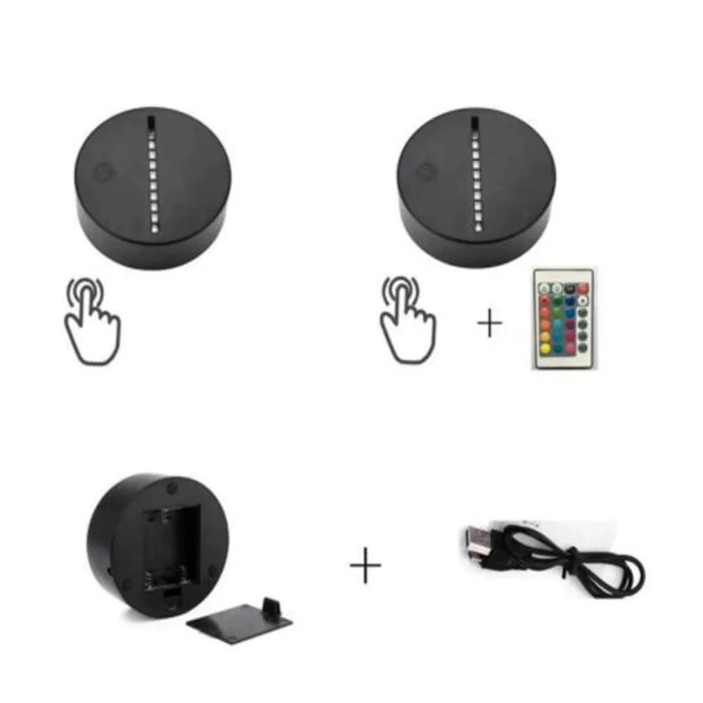 Panda 3 touch remote control seven colour night light with acrylic board and ABS base