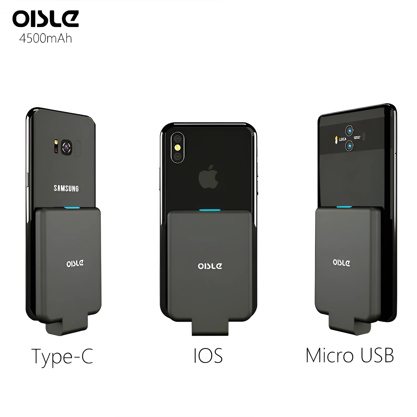 MP282P back clip battery 4500mAh for iPhone Android Type-C in black slim 9mm design