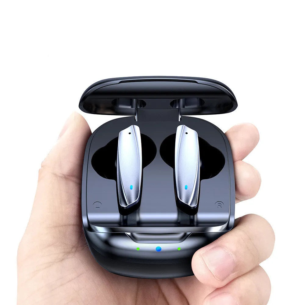 TWS Bluetooth 5.0 in-ear headphones with charging case, Black colour, side view
