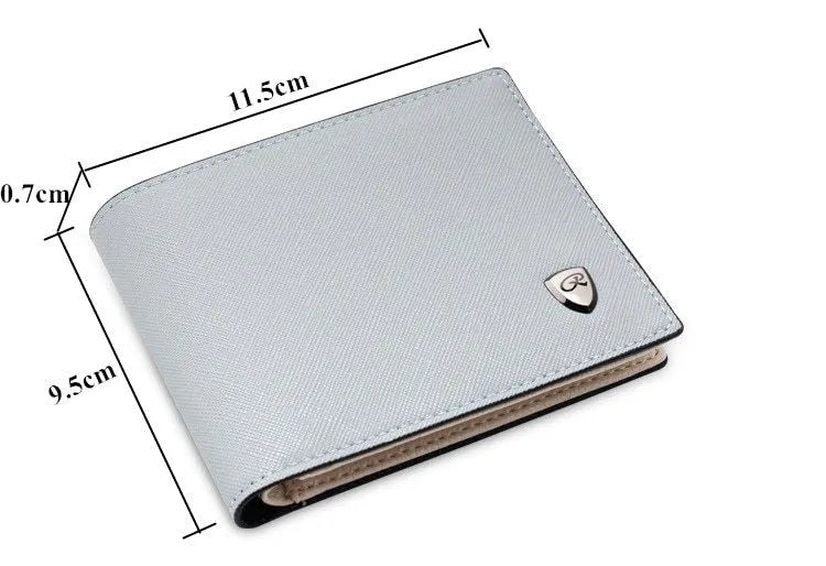 Fishon men's short PU leather standard wallet with striped pattern, 11.5cm length, in black.