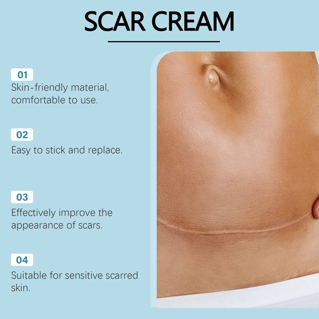 Roll of clear silicone scar paster sheet with mint leaf active ingredient