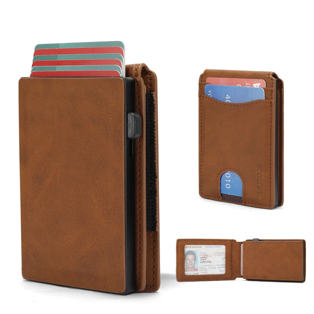 Men's microfibre card holder with synthetic leather lining in three colours: black, dark brown, light brown