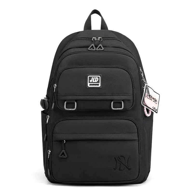 Girls' large capacity nylon school backpack with physiological curve backpanel in multiple colour and pattern options