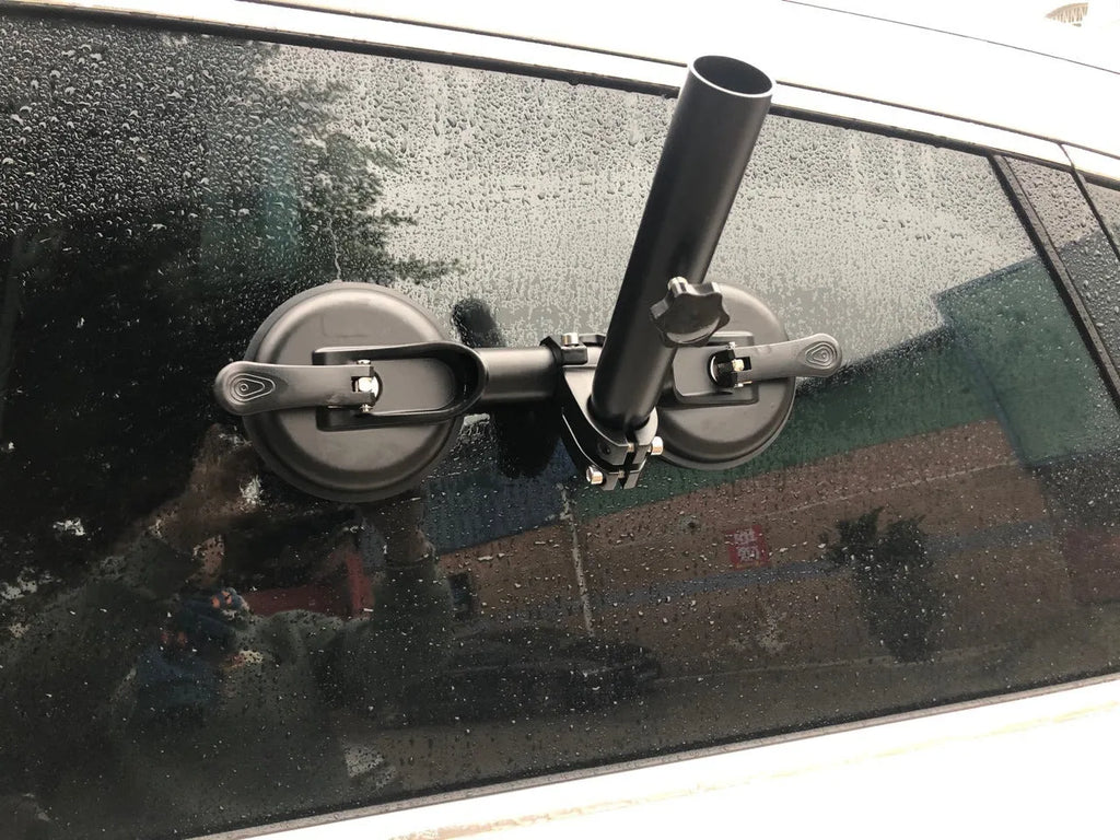 Black off-road car sucker base with round suction cup for vehicle flag mounting