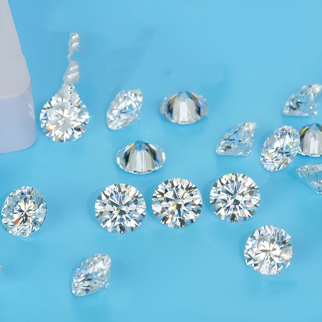 Round moissanite stone with eight hearts and eight arrows cut, D colour VVS1 clarity, loose gem for jewellery.