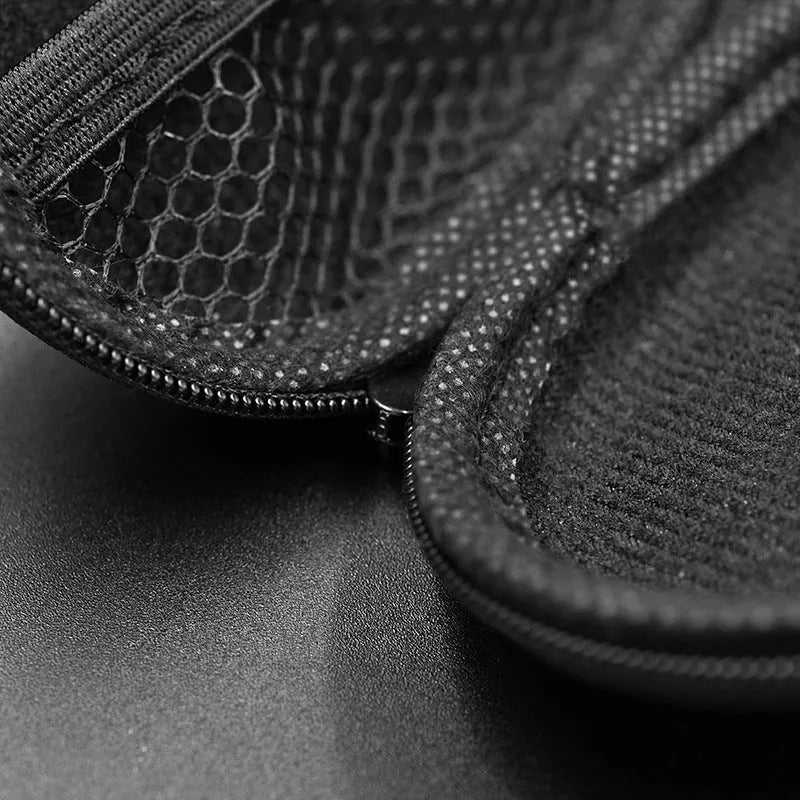 Black oval leather earphone storage bag designed for EDX PRO and compatible audio models