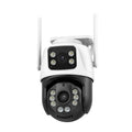 Outdoor wireless security camera with dual screen remote monitor showing 3MP resolution
