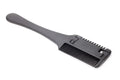 Silver 2-in-1 dog and cat razor comb with comb teeth and trimming blade, shown with spare blades.