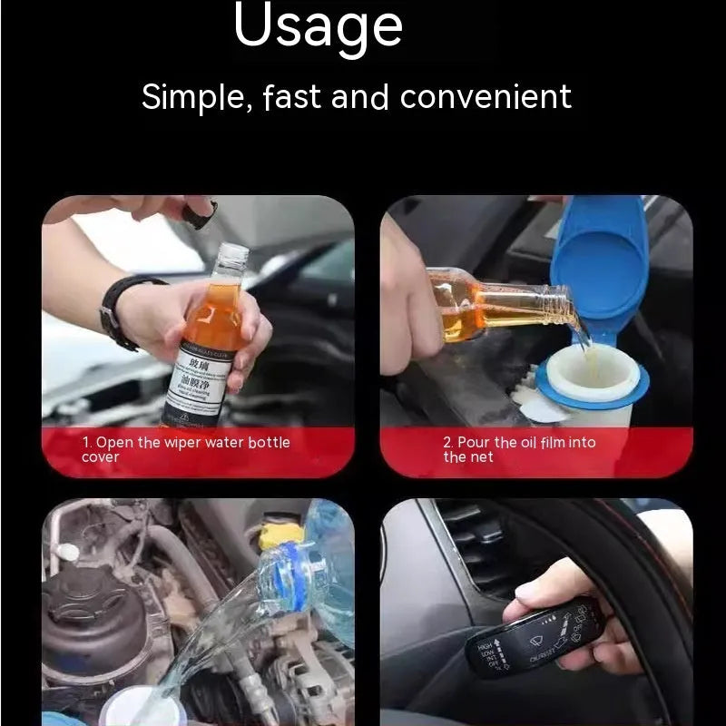 Car glass oil film remover cleaner 150ml blue and yellow packaging bottles