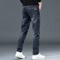 Blue grey slim straight casual trousers with mid waist and zip fly for teenagers' summer street fashion