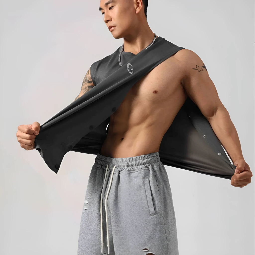 Korean style cotton fitness vest with hidden hook design in loose fit