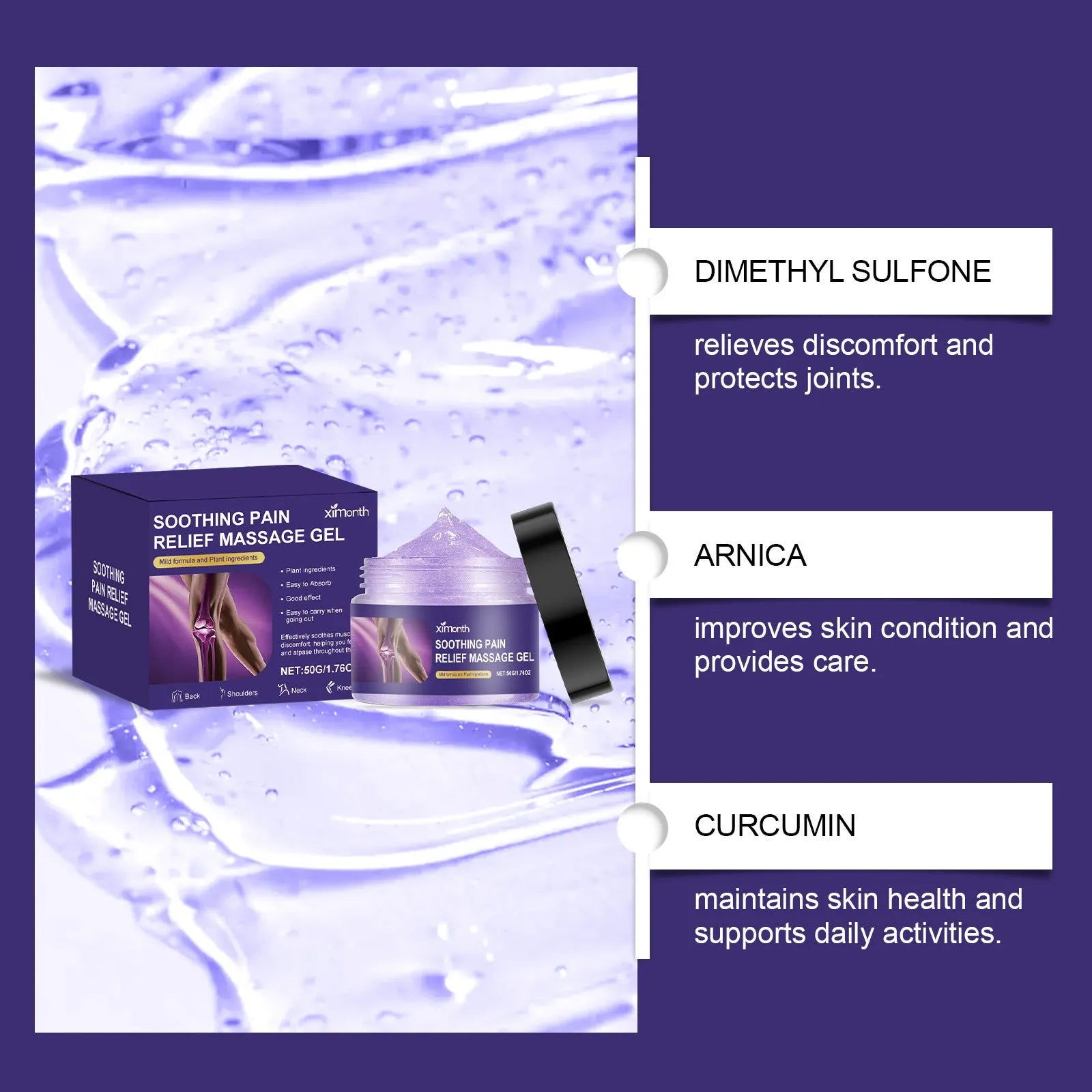 50g tube of body joint care gel with warming formula for muscle and joint support