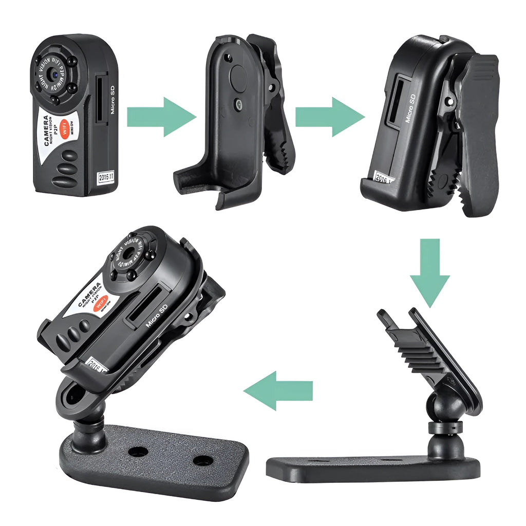 Black wireless WiFi network camera with 16x optical zoom, 720P HD, and night vision