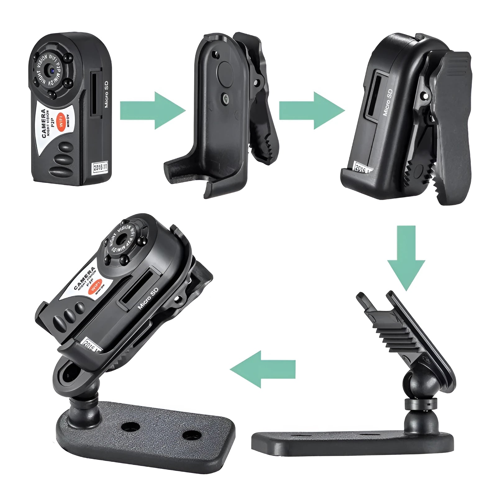 Black wireless WiFi network camera with 16x optical zoom, 720P HD, and night vision