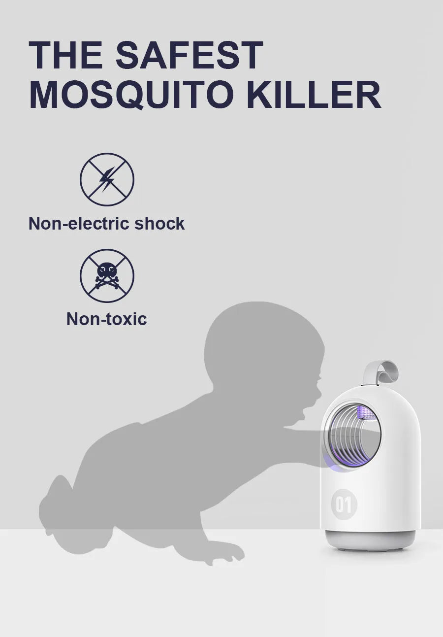 White photocatalyst mosquito killer lamp with silicone handle, USB powered, 368nm UV light