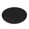 Electric touch cup warmer heating mat with digital display, 18W, 115mm diameter, on a desk