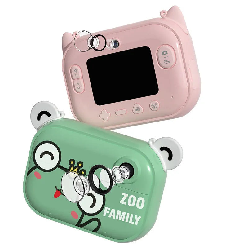 HD digital camera for kids with 2.4-inch LCD screen, 1200W pixel instant print, ABS body, in pink colour