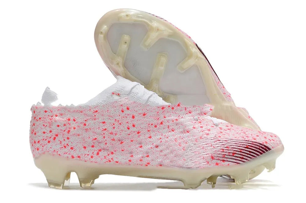 Men's waterproof knitted football shoes with air cushion and FG studs on rubber outsole