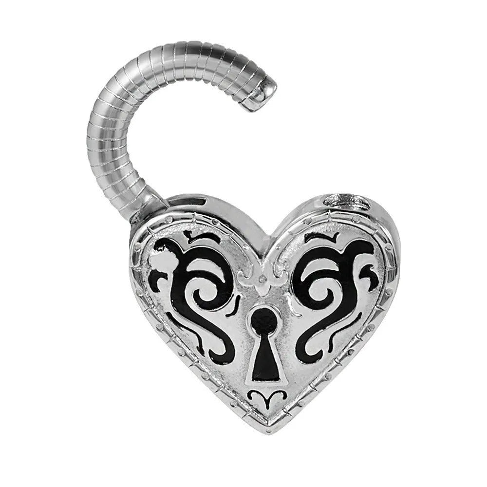 Close-up of a women's stainless steel heart-shaped earring with an electroplated gold colour finish.